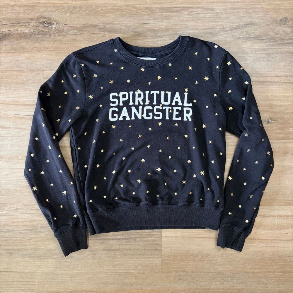Spiritual Gangster Women’s Black & Gold Sweatshirt Size 14/L LA Lifestyle Yoga